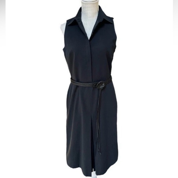 Lafayette 148 New York Dresses & Skirts - Lafayette 148 Dress Women Size 6 Sleeveless Midi Shirt Dress shirt Belt in Black
